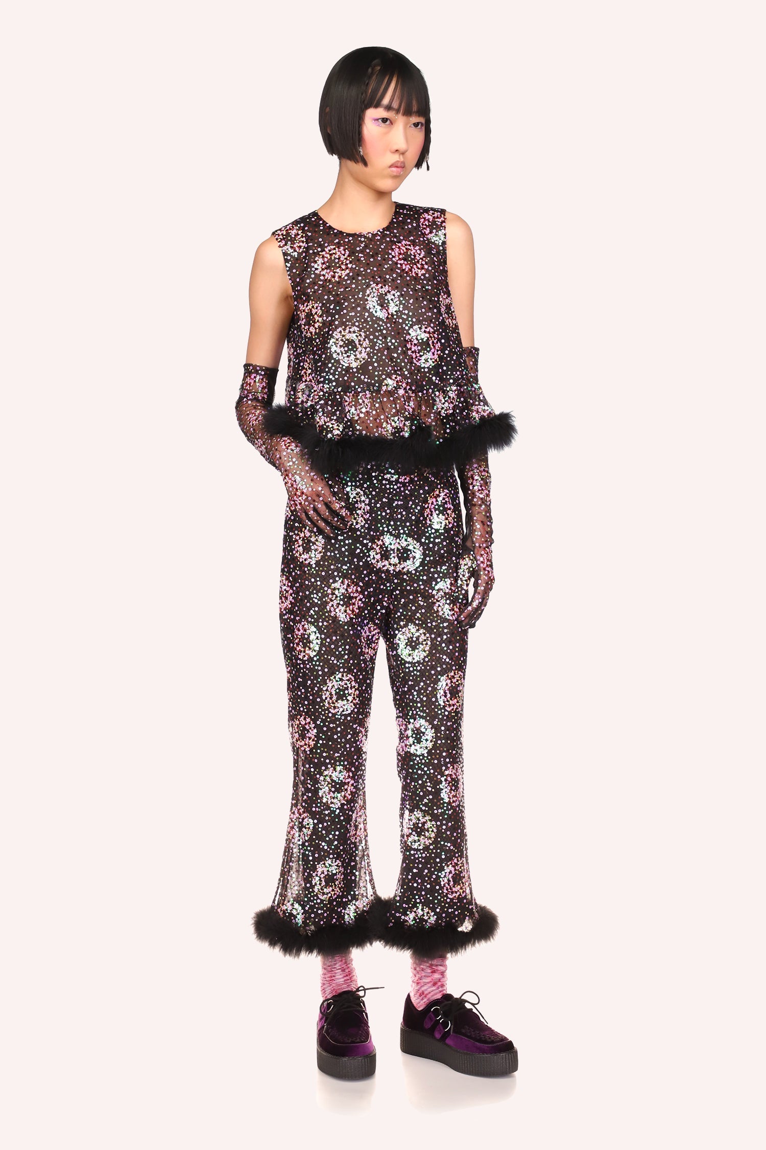 Sparkler Sequins Pants<br> Lavender Multi - Anna Sui