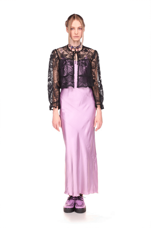 Floral Embroidered Lace Top<br> Black Multi - Anna Sui