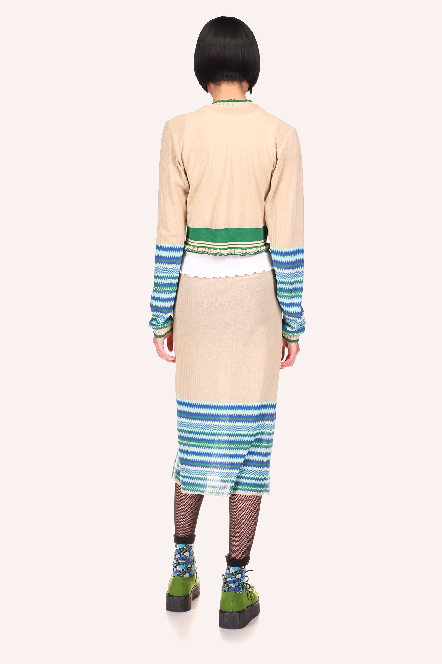 Tonal Zigzag Skirt<br> Cornflower Multi - Anna Sui