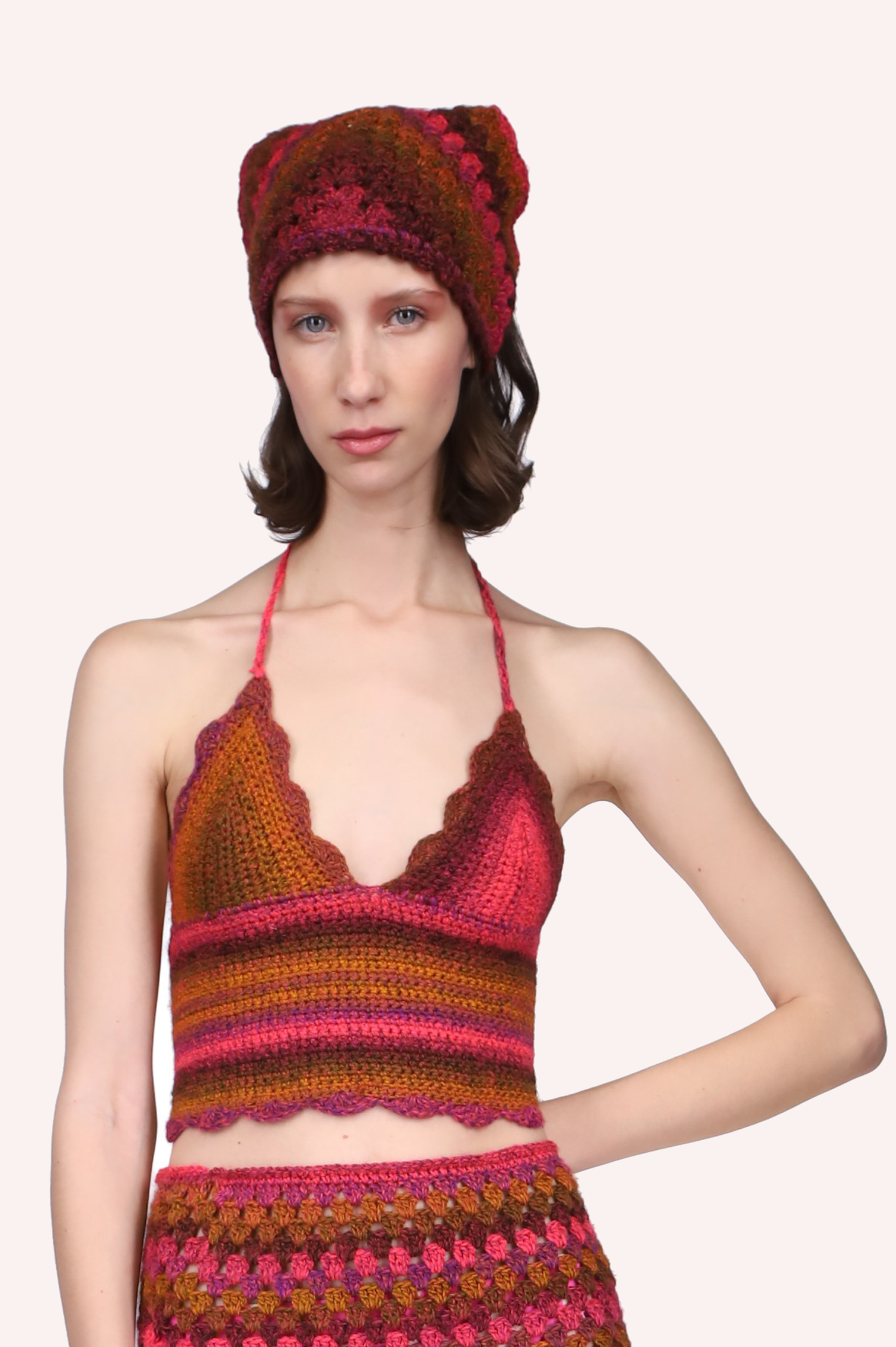 Ombre Hand Crochet  Camisole by Konry K<br>Raspberry - Anna Sui