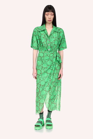 Utopian Gingham Cotton Slip Dress <br> Glo Green