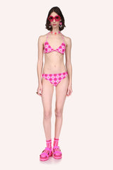 Utopian Gingham Triangle Bikini Set <br> Neon Pink - Anna Sui