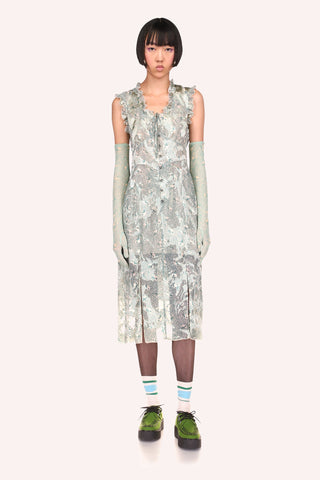Mod Floral Lace Tie Dress <br> Sage Multi