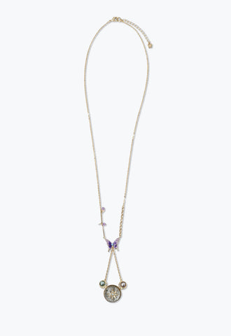 Butterfly Stone Necklace <br> Purple