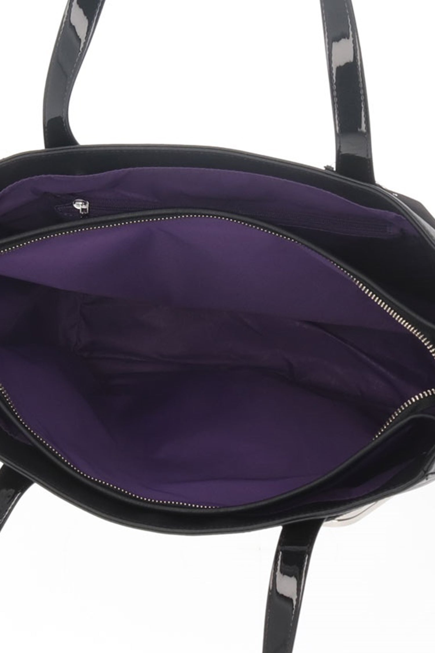The Metallica Large Tote Bag Black open is purple inside plenty of space to carry your belonging