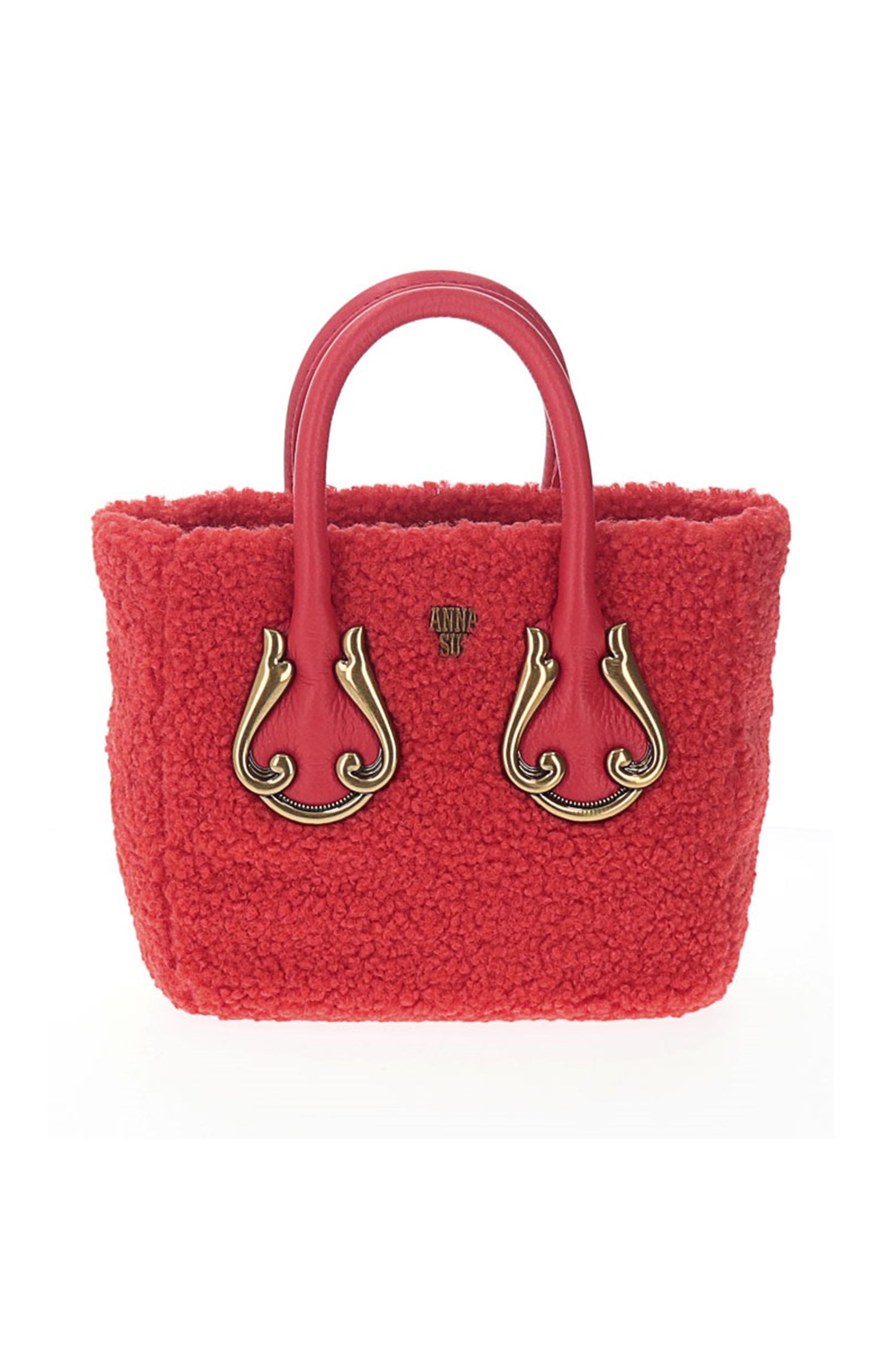 Bag Orange, Anna Sui logo in the fluffy material, 2-handdles highlighted with a golden arabesque
