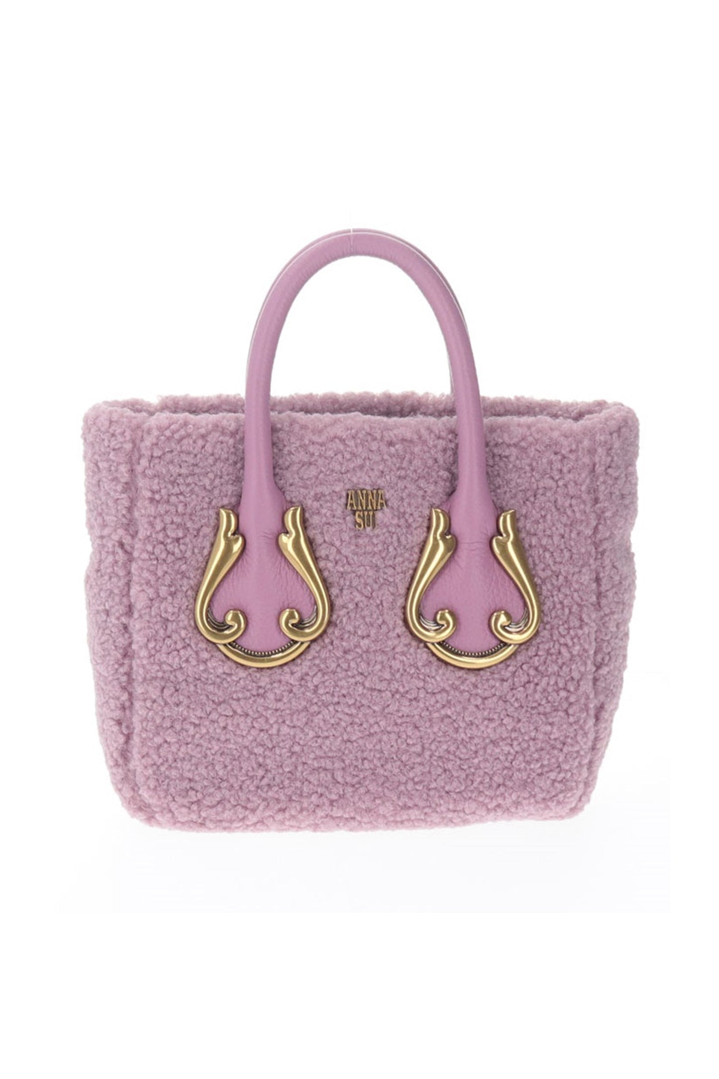 Bag Lavender, Anna Sui logo in the fluffy material, 2-handdles highlighted with a golden arabesque