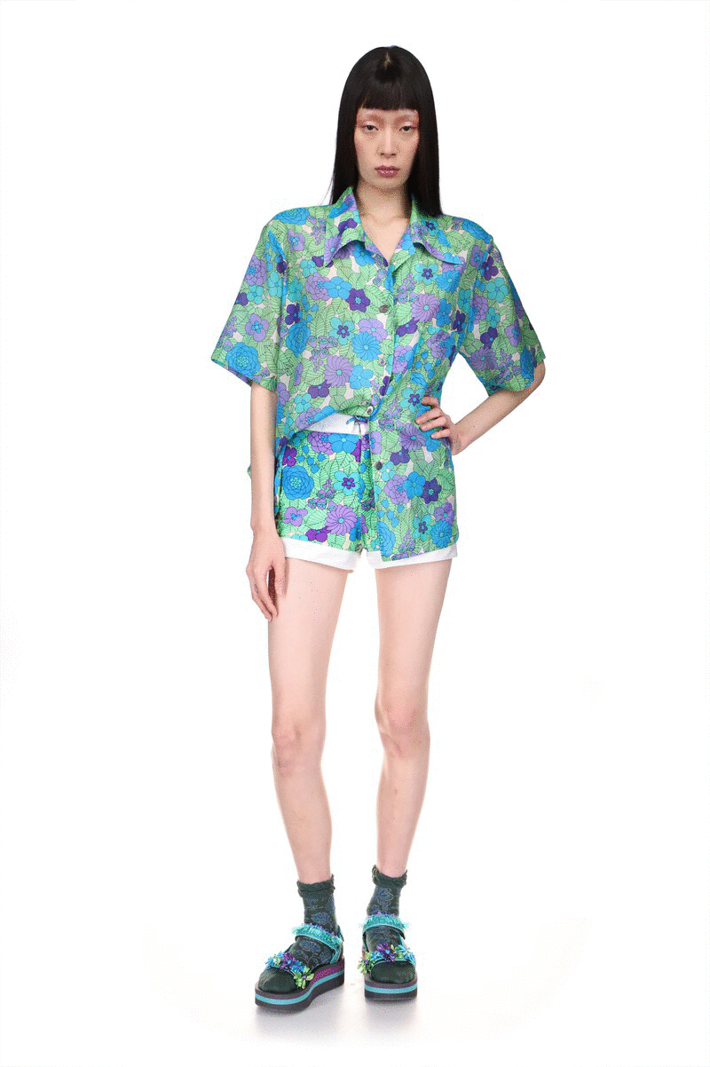 Beckoning Blossoms Button Down Top  <br> Orchid - Anna Sui