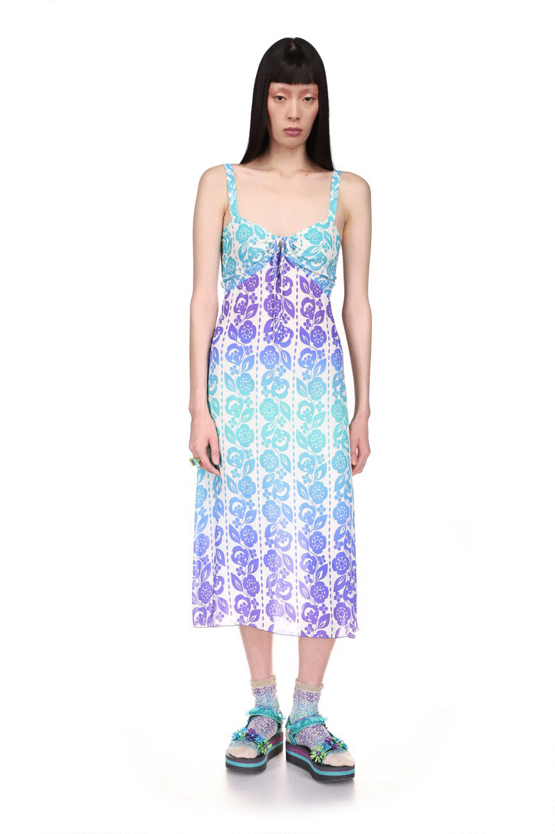 Radiant Ombre Slip Dress, slightly transparent, deep collar cut front and back