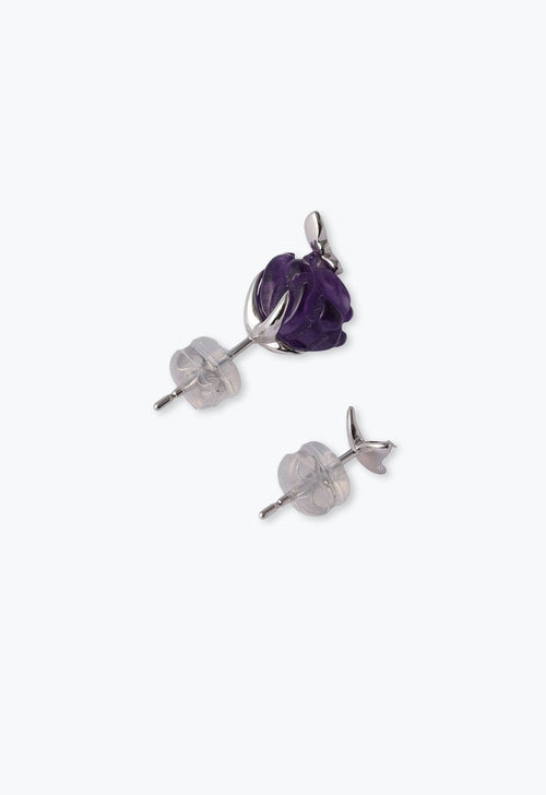 Rose and Butterfly Earrings comes with rubbers earring back and a soft plastic slide onto the post to secure it in place