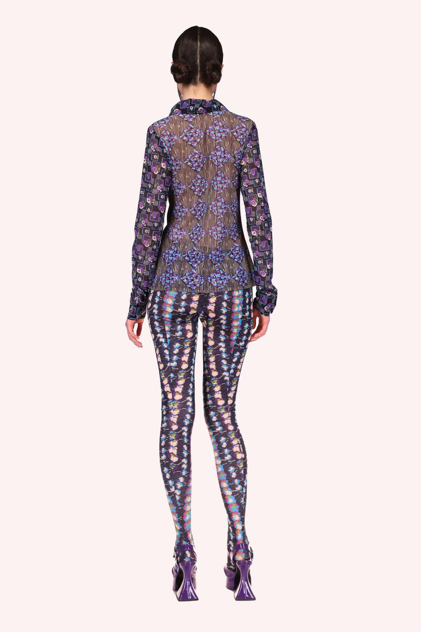 Floral Stripe Tights <br>Turquoise Multi - Anna Sui