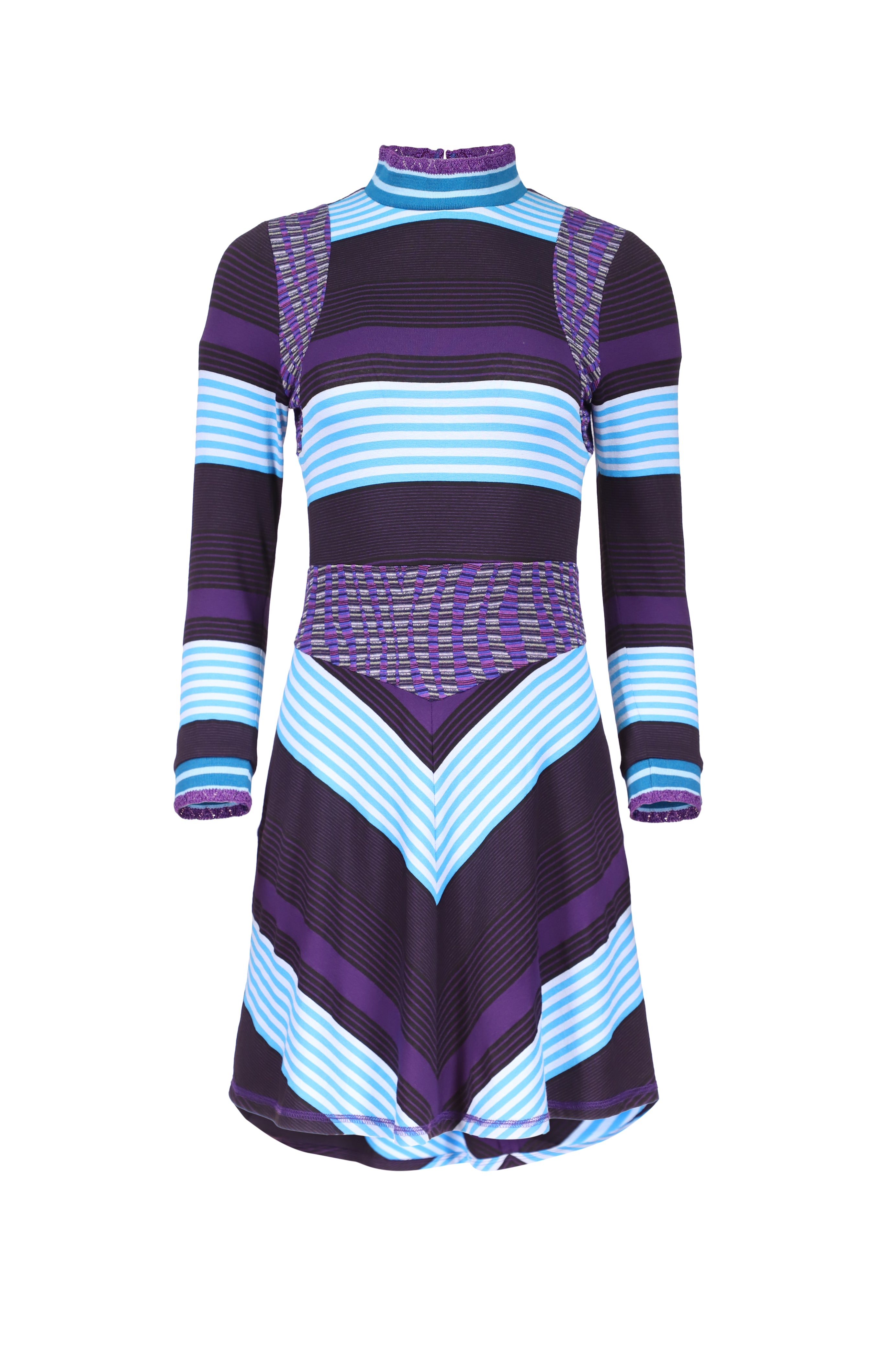 Mod Stripe And Nuwave Combo Turtleneck Dress<br> Orchid Multi - Anna Sui