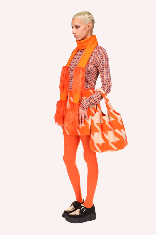 Pop Houndstooth Tote Bag <br> Orange Multi - Anna Sui
