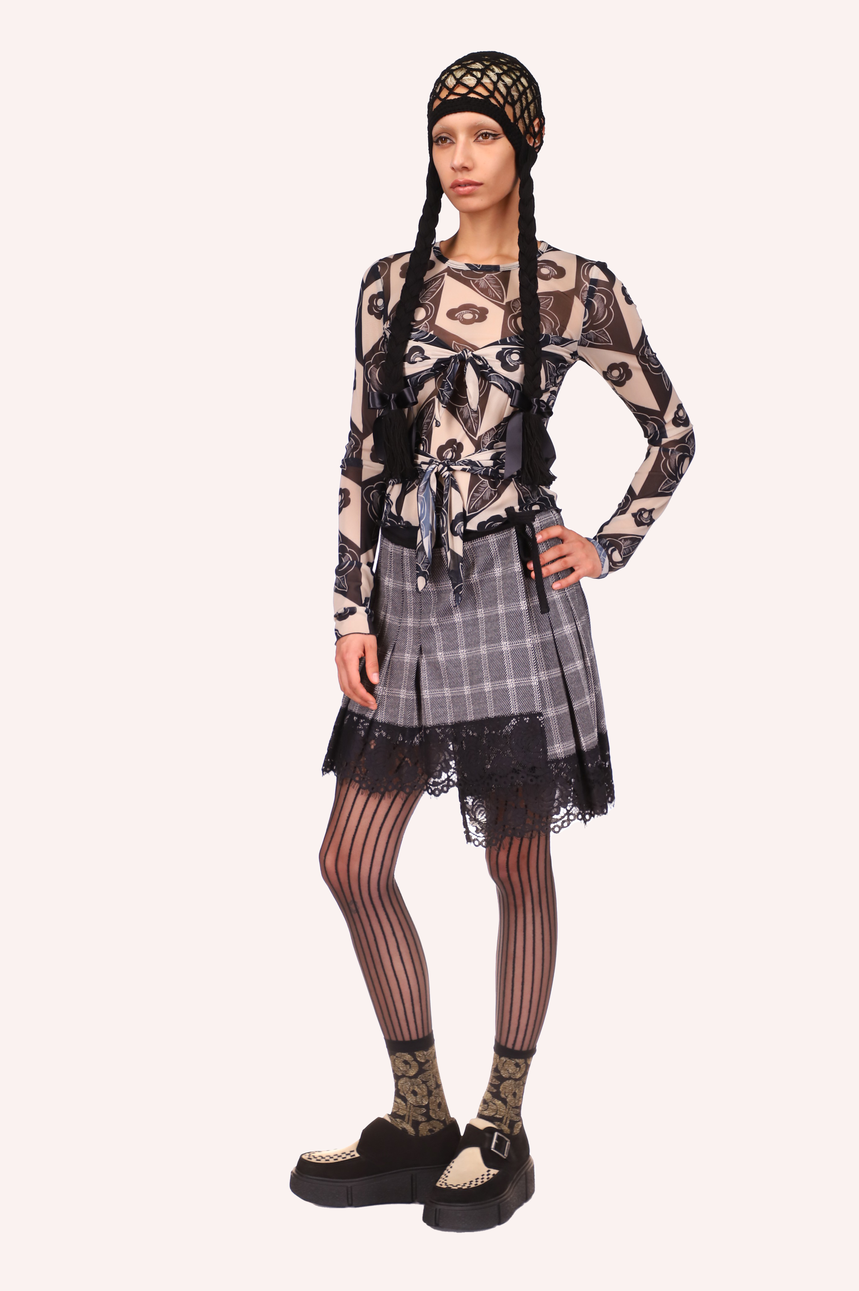 Dandy Plaid Wrap Skirt <br> Black Multi - Anna Sui