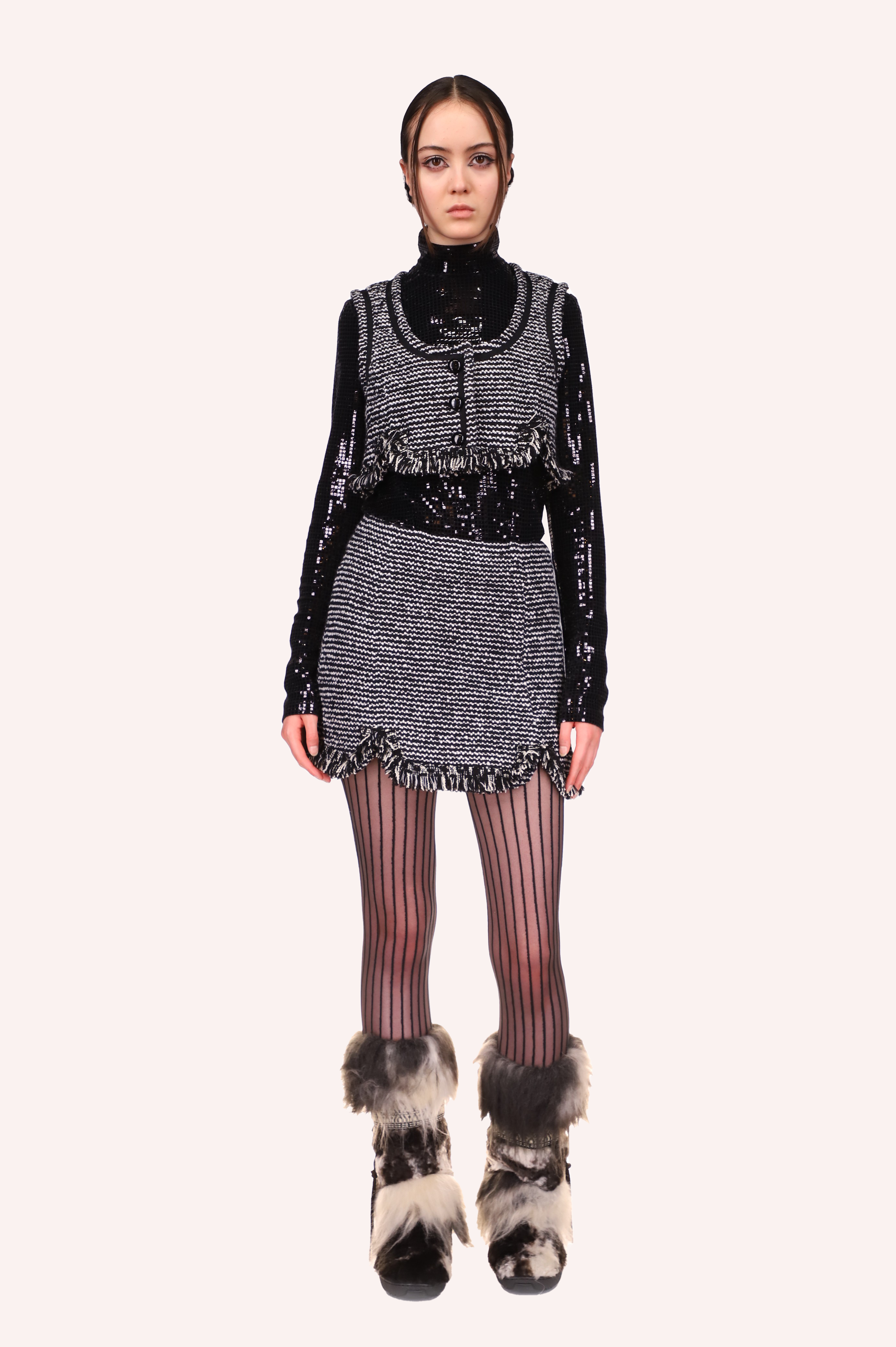 Mod Tweed Skirt <br> Black Multi - Anna Sui