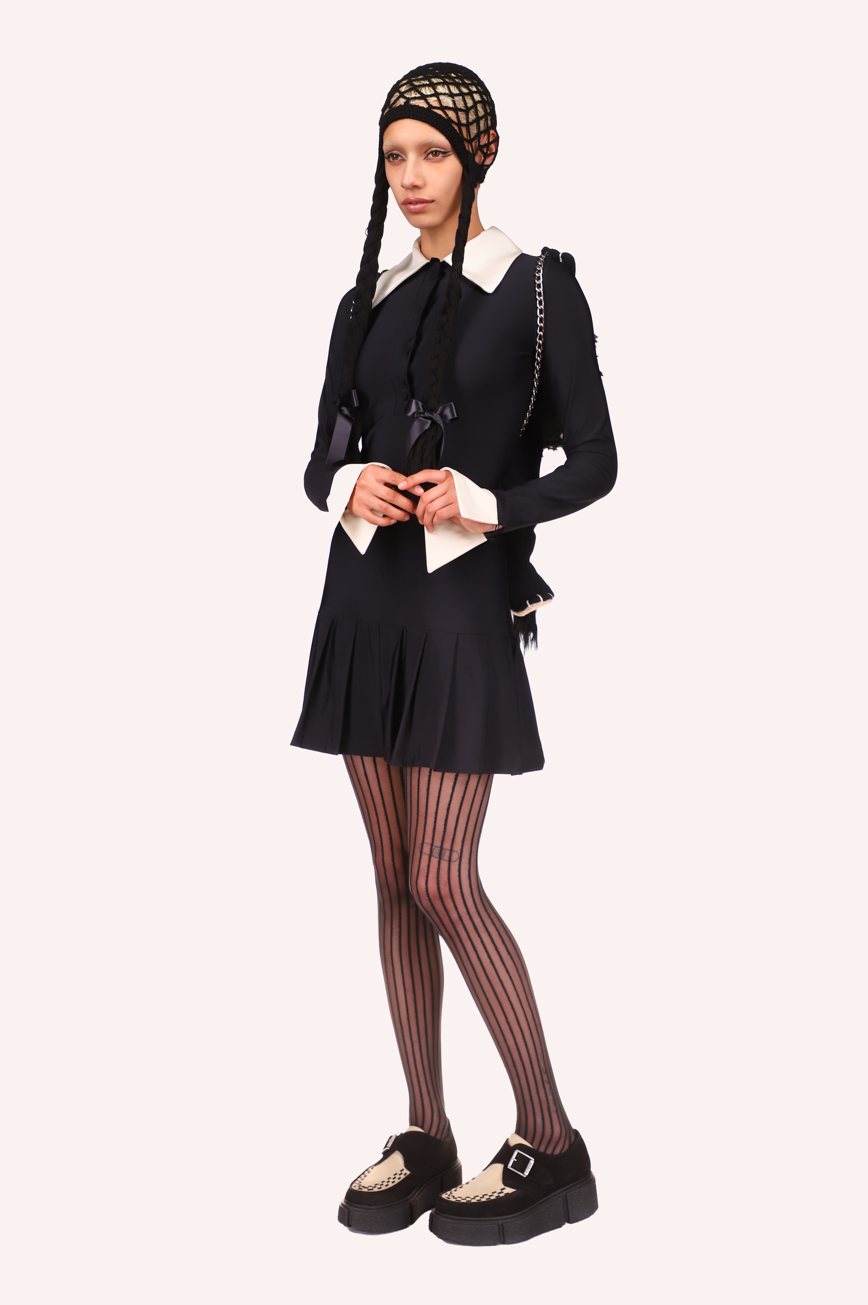 Black & White Schoolgirl Dress <br> Black Multi - Anna Sui