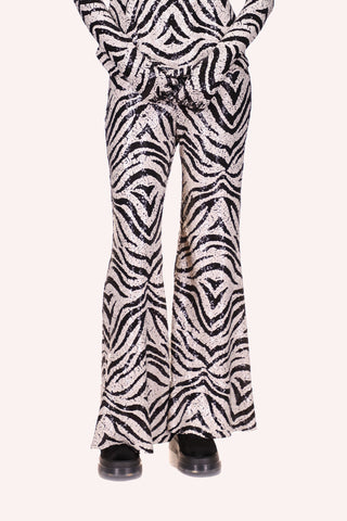 Metallic Floral Stripe Pants<br> Turquoise Multi