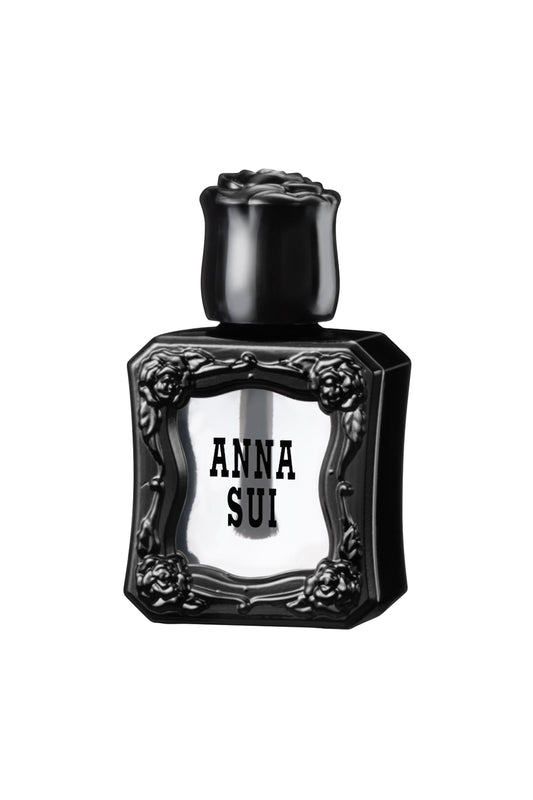 Black Fragrance bottle like raised rose pattern, rose cap, see-thru side show the applicator