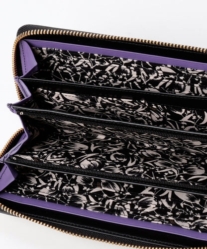 Pansy Panel Flora Wallet<br> Black - Anna Sui