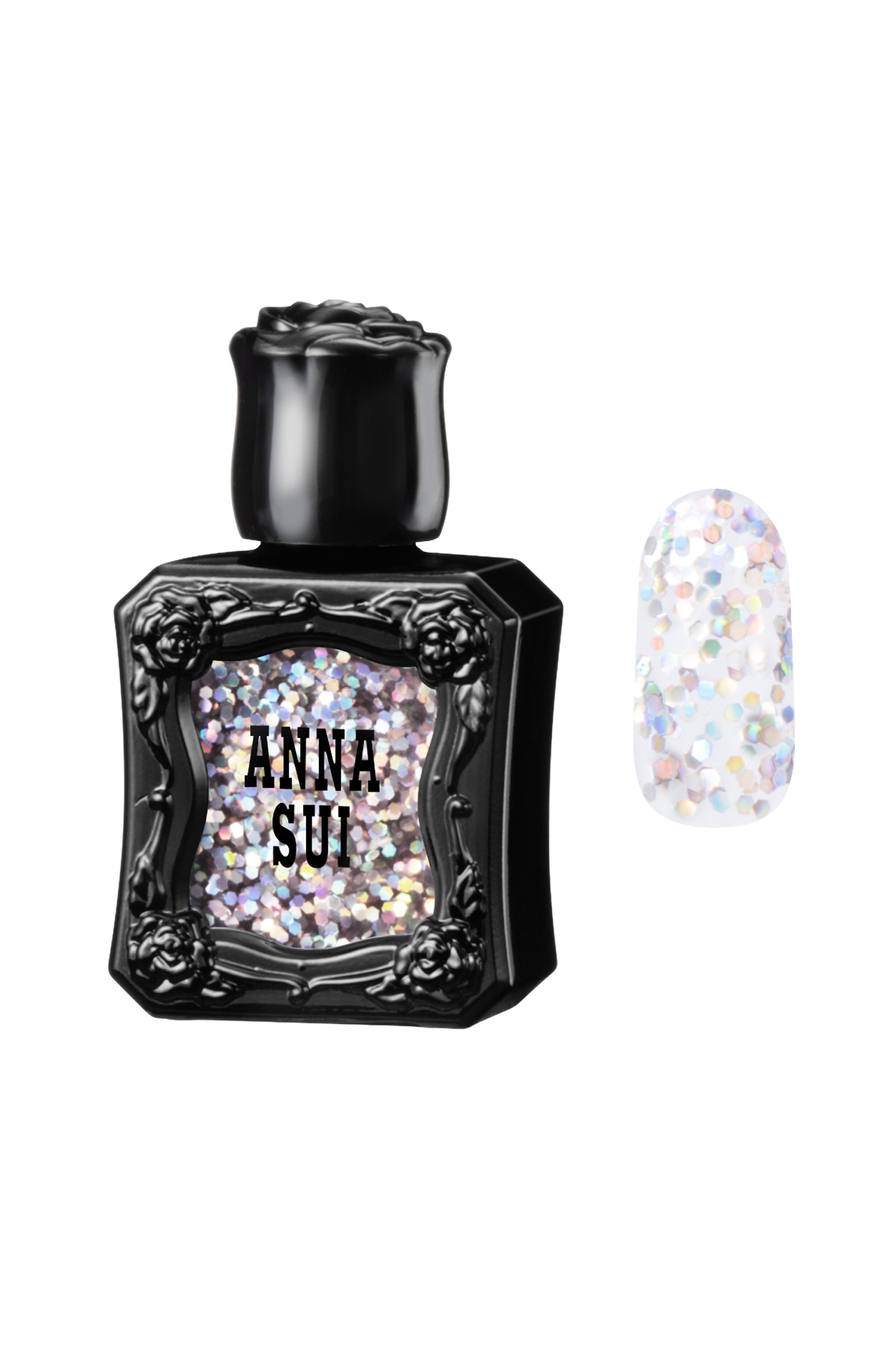 Inspired by the fragrance bottle, black container with raised rose pattern, Anna Sui on  HOLOGRAM SILVER 
