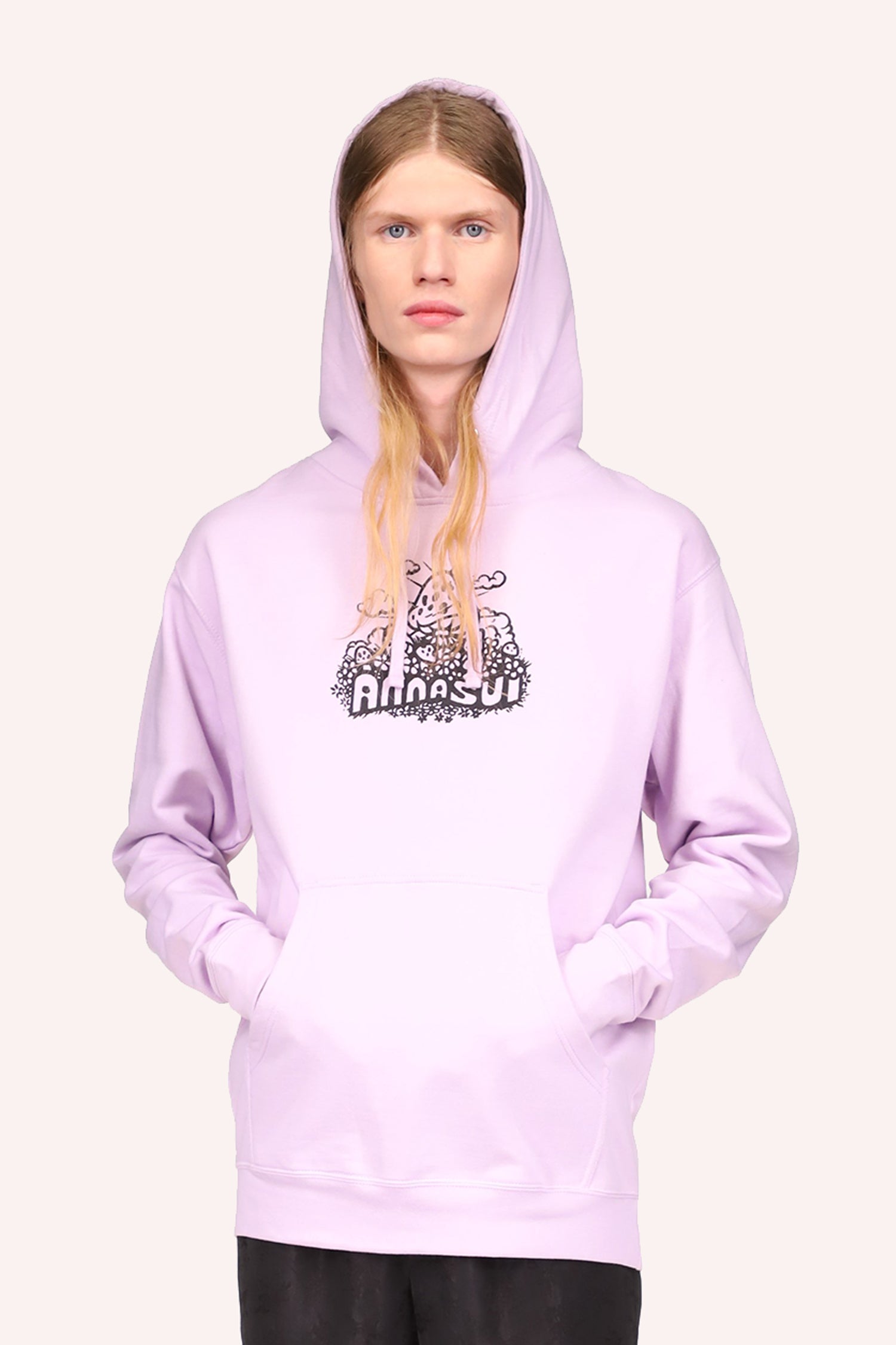 Mushroom Hoodie Lavender long sleeves hoodie sweatshirt, with an Anna Sui label in front