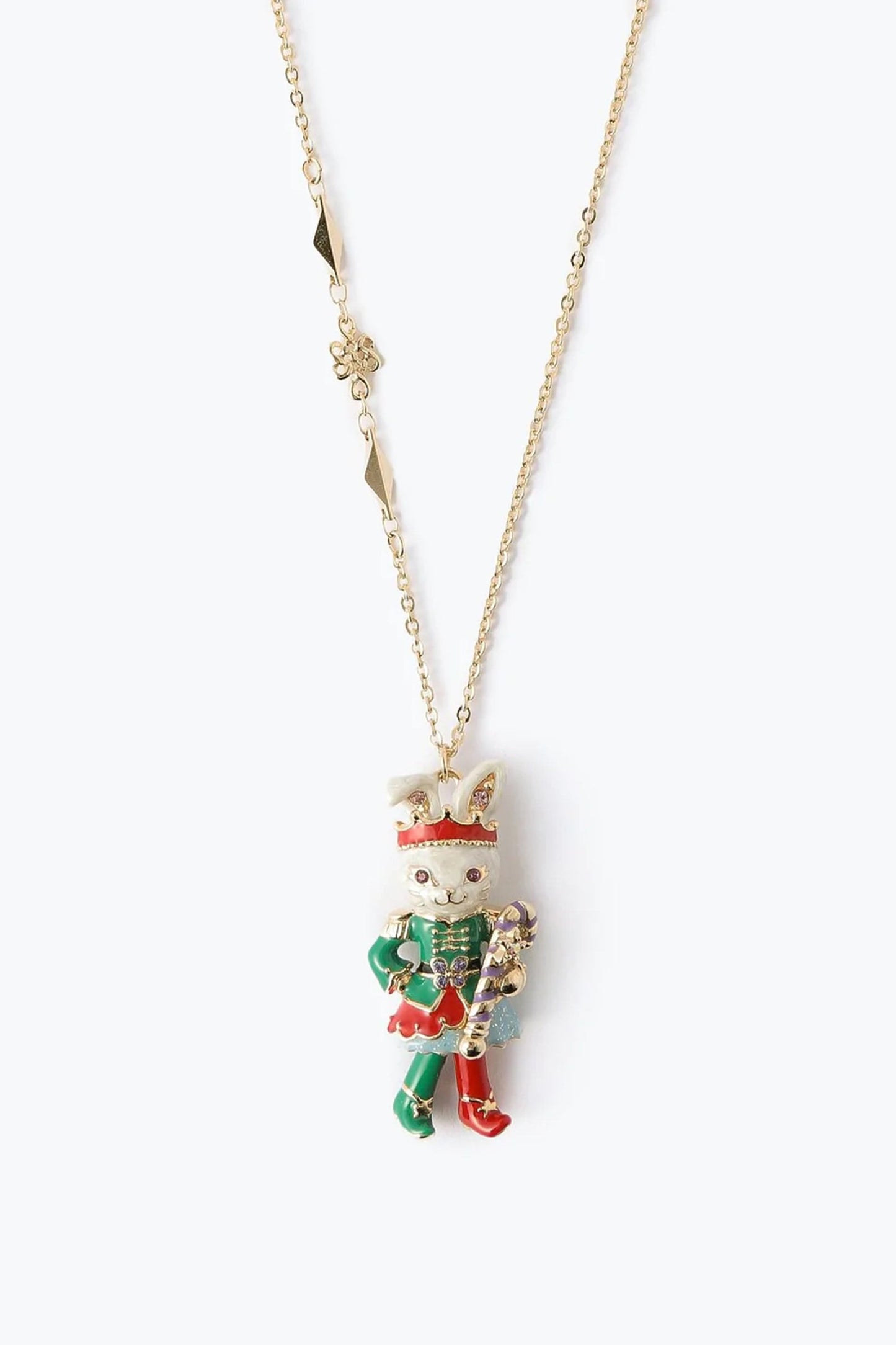 Christmas Bunny Necklace White, long pendant Christmas bunny necklace on chain