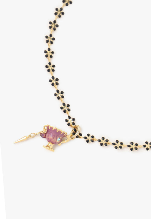 Floral Teacup Choker Necklace <br> Black - Anna Sui