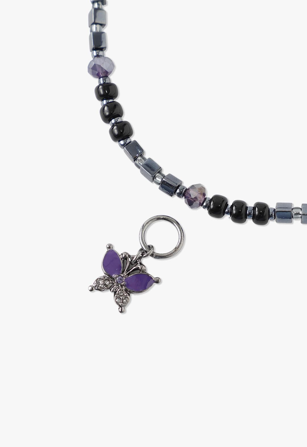 Butterfly Stone Necklace Purple, the butterfly Is detachable from the chain for other utilization