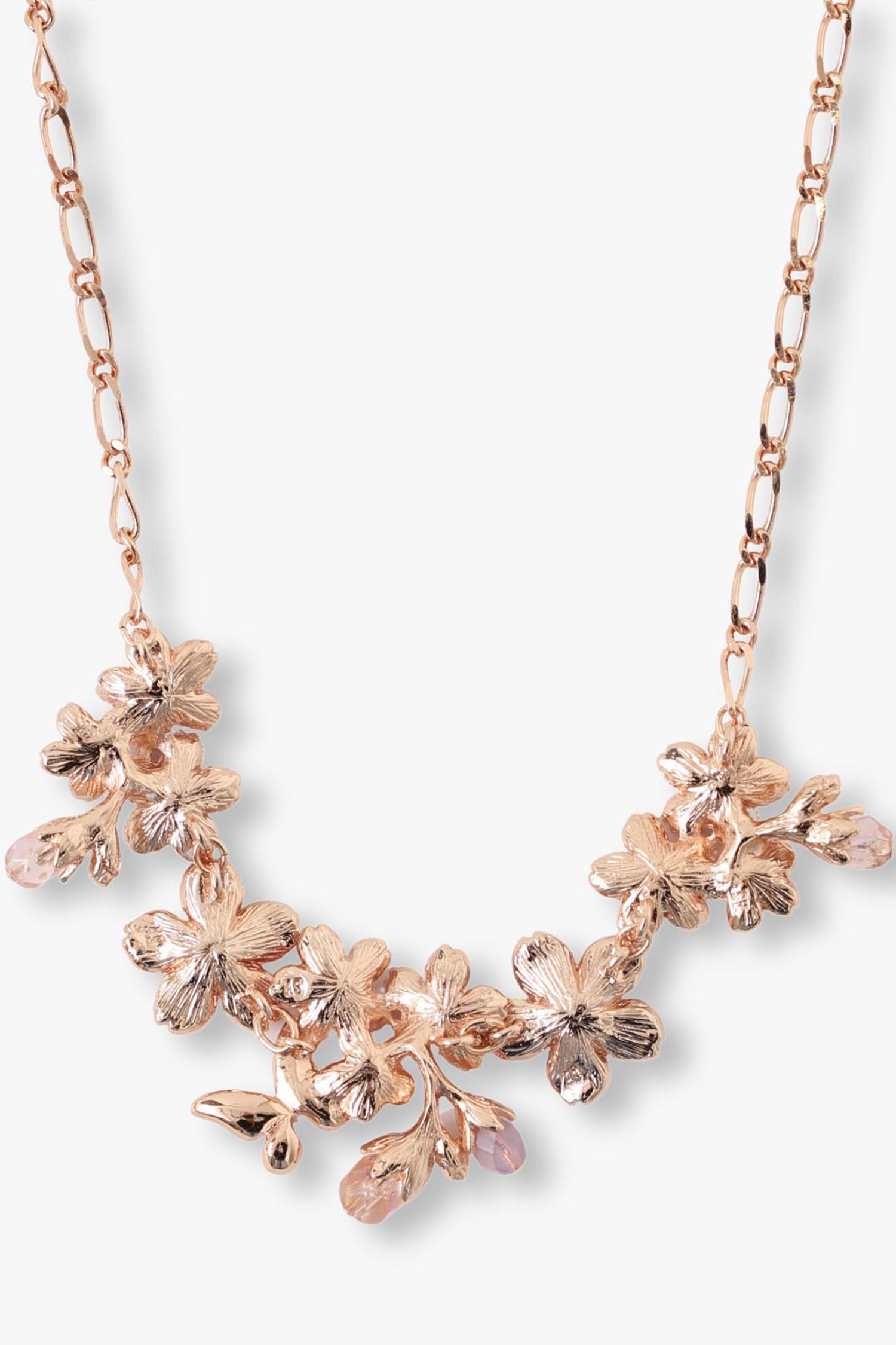 Elegant Rose Gold Blossom Flower Swarovski Crystal Necklace 