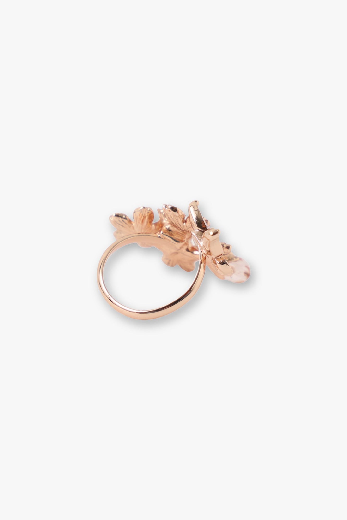 From bottom, Butterfly Cherry Blossom Ring is in Metal Pink and gold color plating