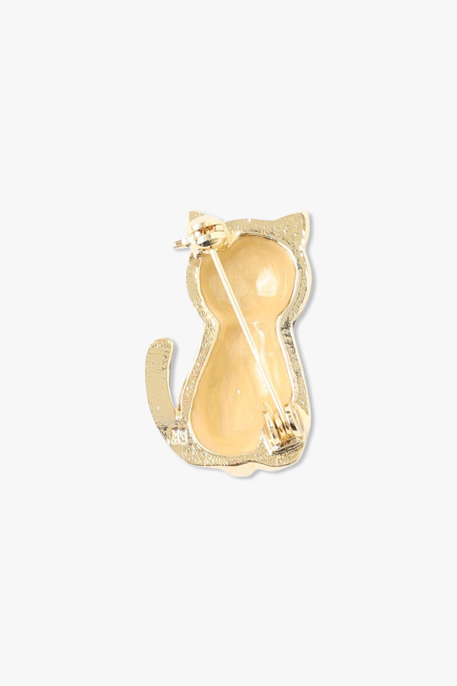 Cat Brooch Black, Metal Yellow gold color plating, with the Brooch pin closure system in diagonal