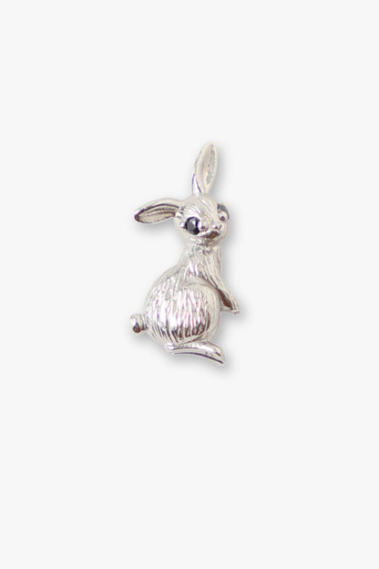  Bunny  Earrings rabbit in silver rhodium plated showing the dark eyes