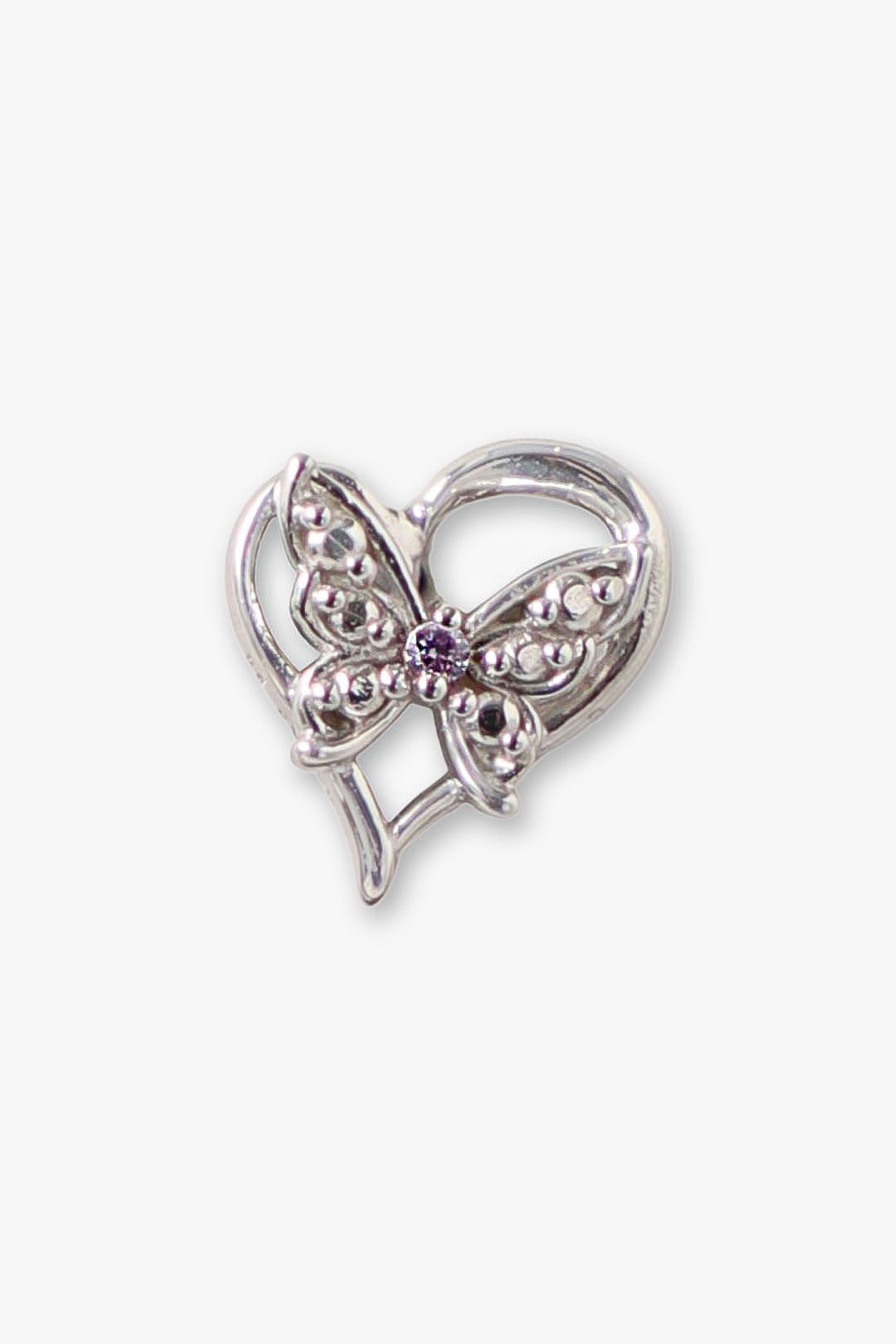 Heart Butterfly Stud Earrings <br> Silver - Anna Sui