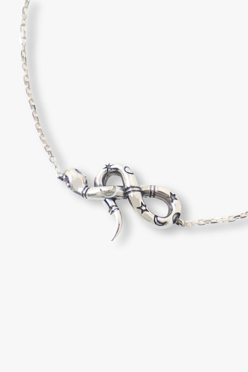 Eternity Snake Bracelet, the snake is in eternity charm around himself and the chain are silver