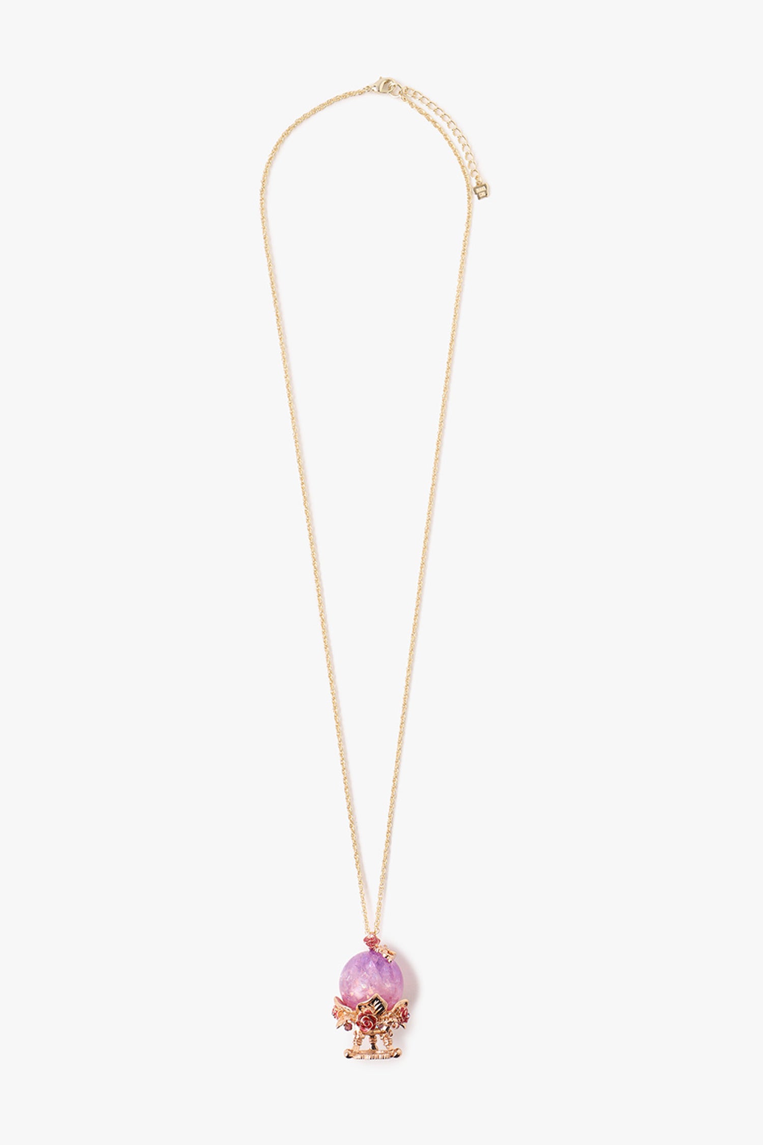 Limited Edition: Pink Crystal Ball Necklace Gold, Pink crystal ball with silver accents on gold chain 
