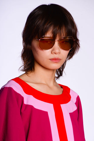Recycled Acetate Square Sunglasses <br> in Rose </br>