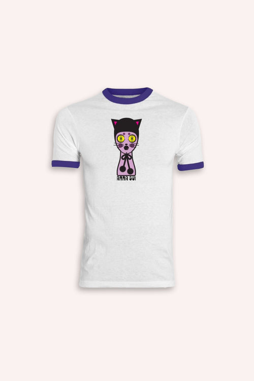 Cat Dolly Head Tee <br> Purple Multi - Anna Sui
