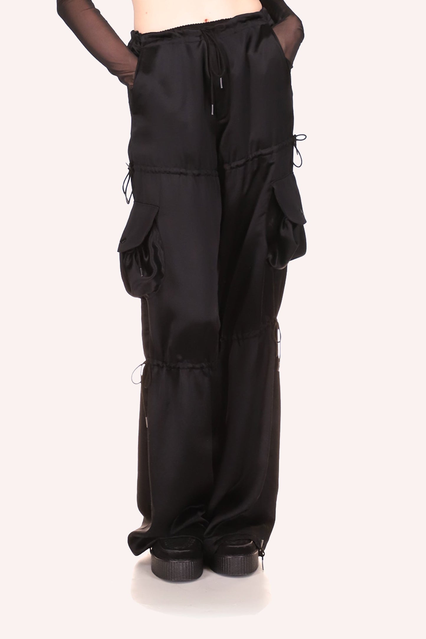 Washed Satin Pants<br> Black - Anna Sui