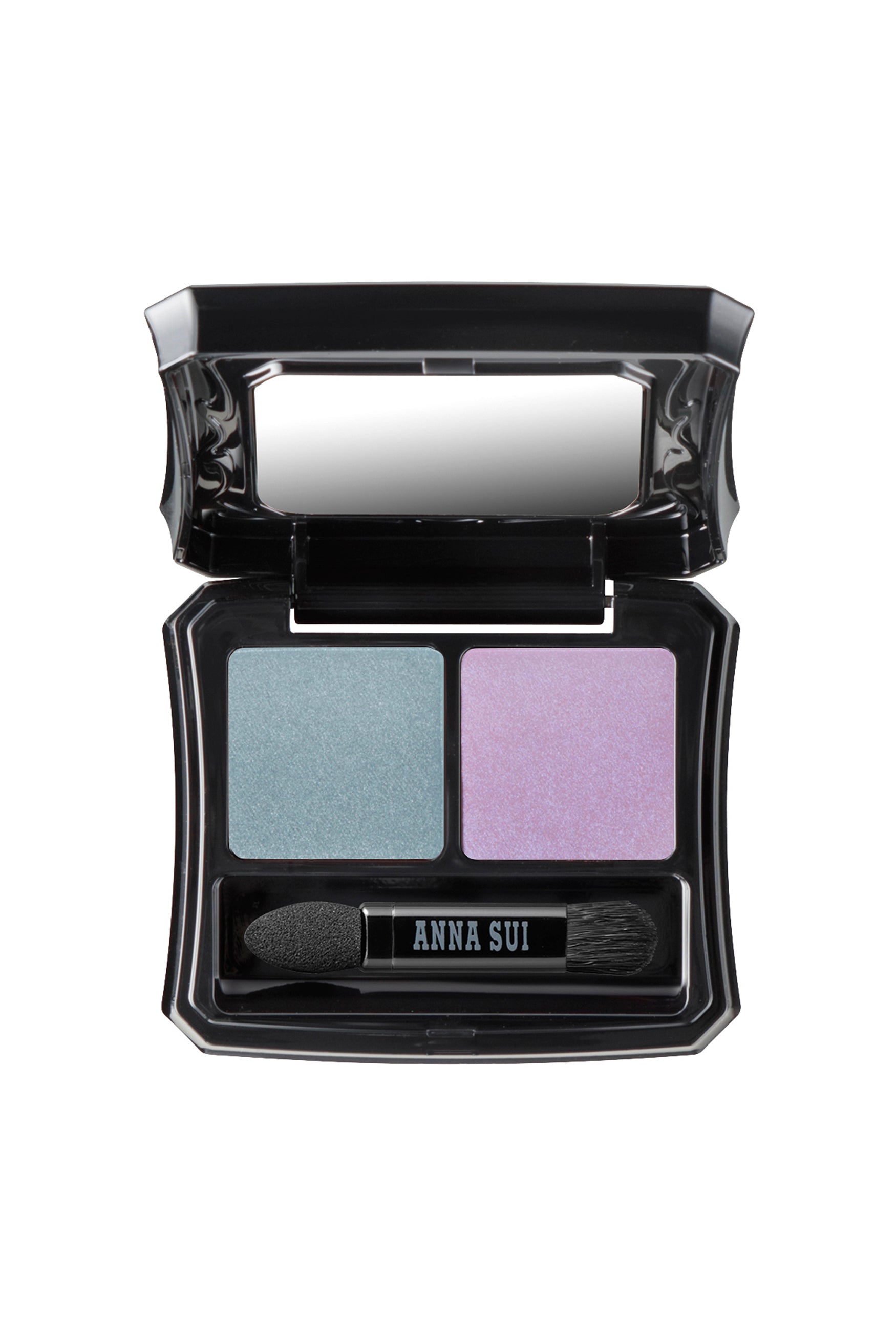 LAKESHORE & LAVENDER HAZE in a square container, curvy sides, with Anna Sui applicator & mirror