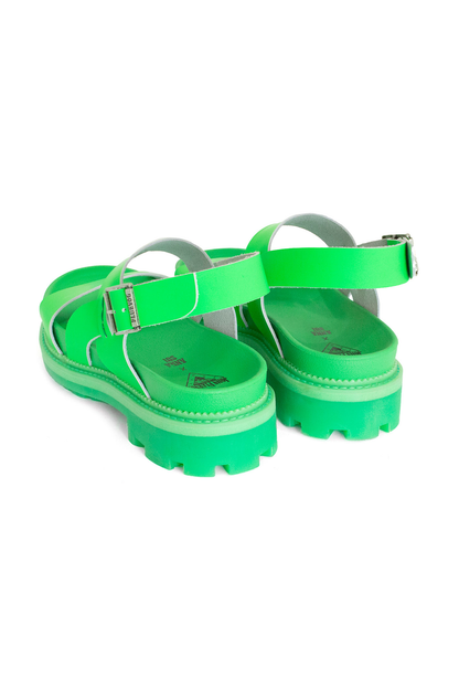 Anna Sui x John Fluevog Sandals  <br> Glo Green - Anna Sui