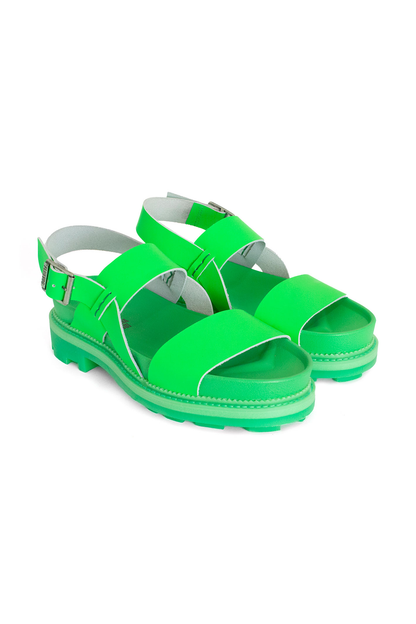 Anna Sui x John Fluevog Sandals  <br> Glo Green - Anna Sui