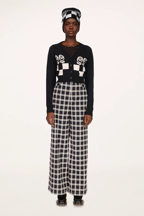 Rose Checker Sweater <br> Black - Anna Sui