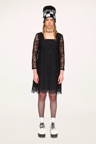 3D Floral Embroidery Dress <br> Black