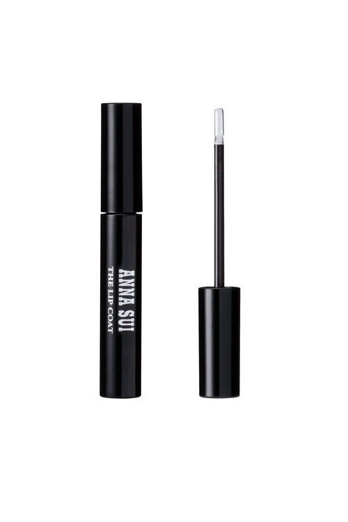 Lip coat, in a black cylindrical container, with white label Anna Sui and the Lip Coat