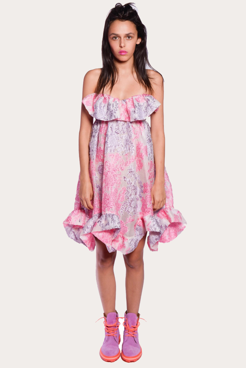 Metallic Floral Jacquard Dress - Anna Sui