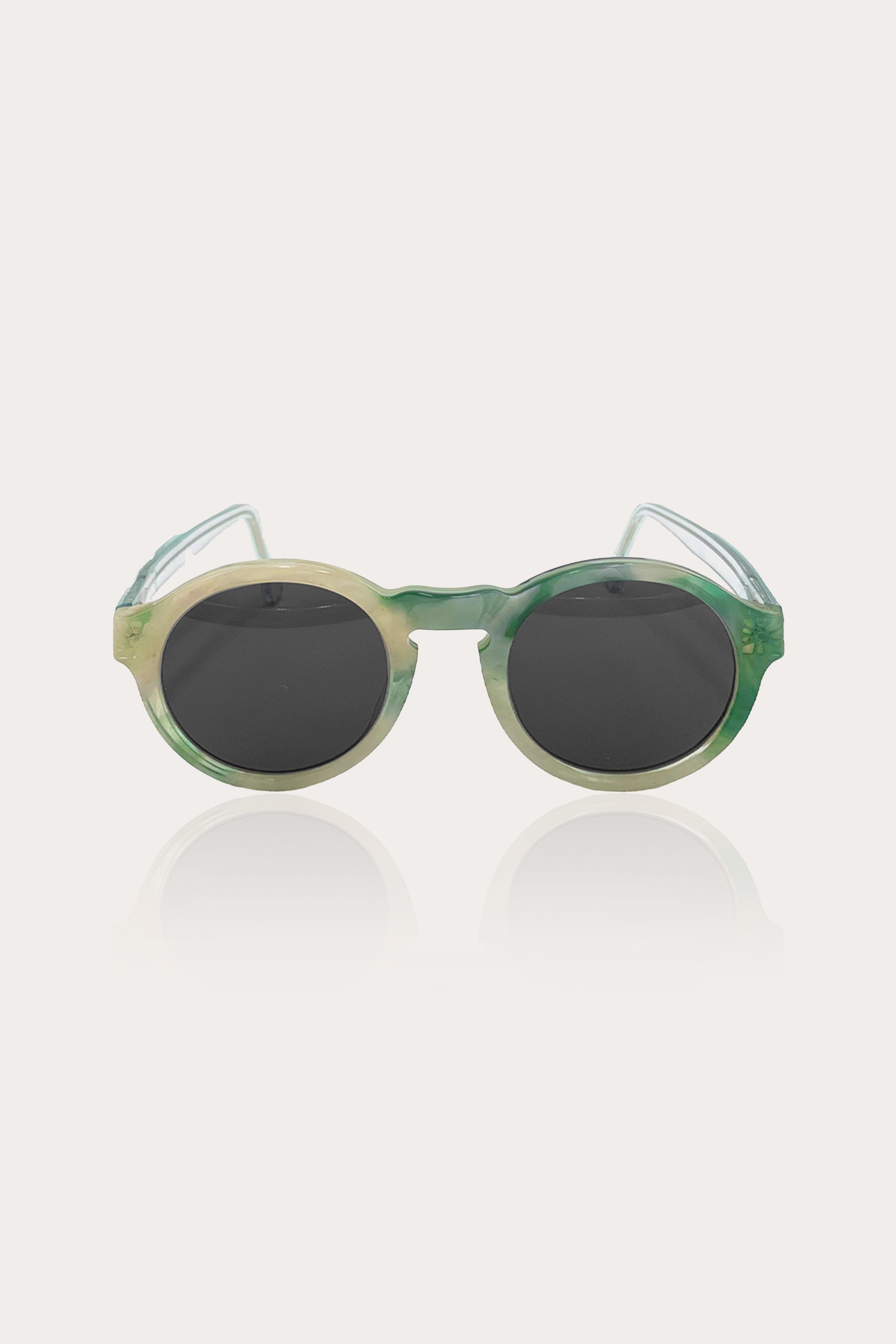 Recycled Acetate Round Sunglasses in Jade Multi