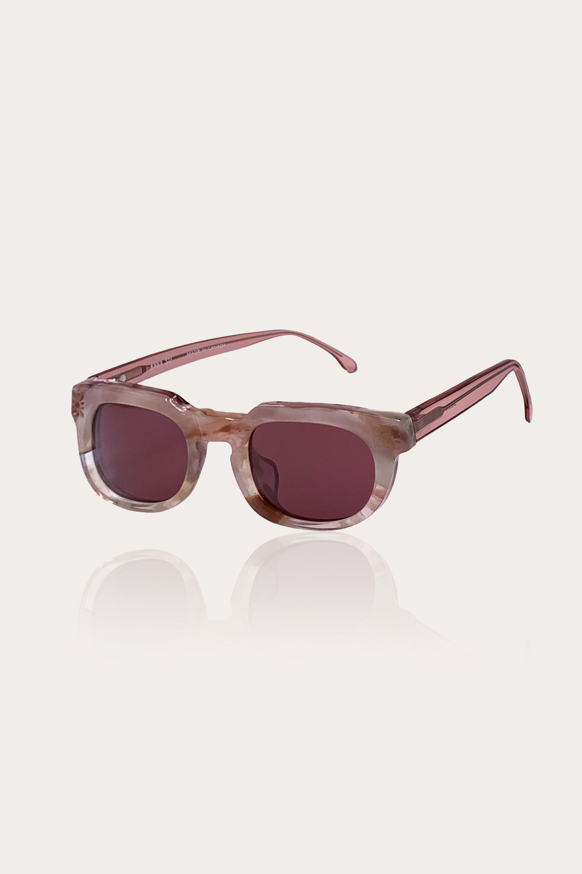 Square Sunglasses, large rose eyeglass frame with tinted lenses, made from Recycled Acetate