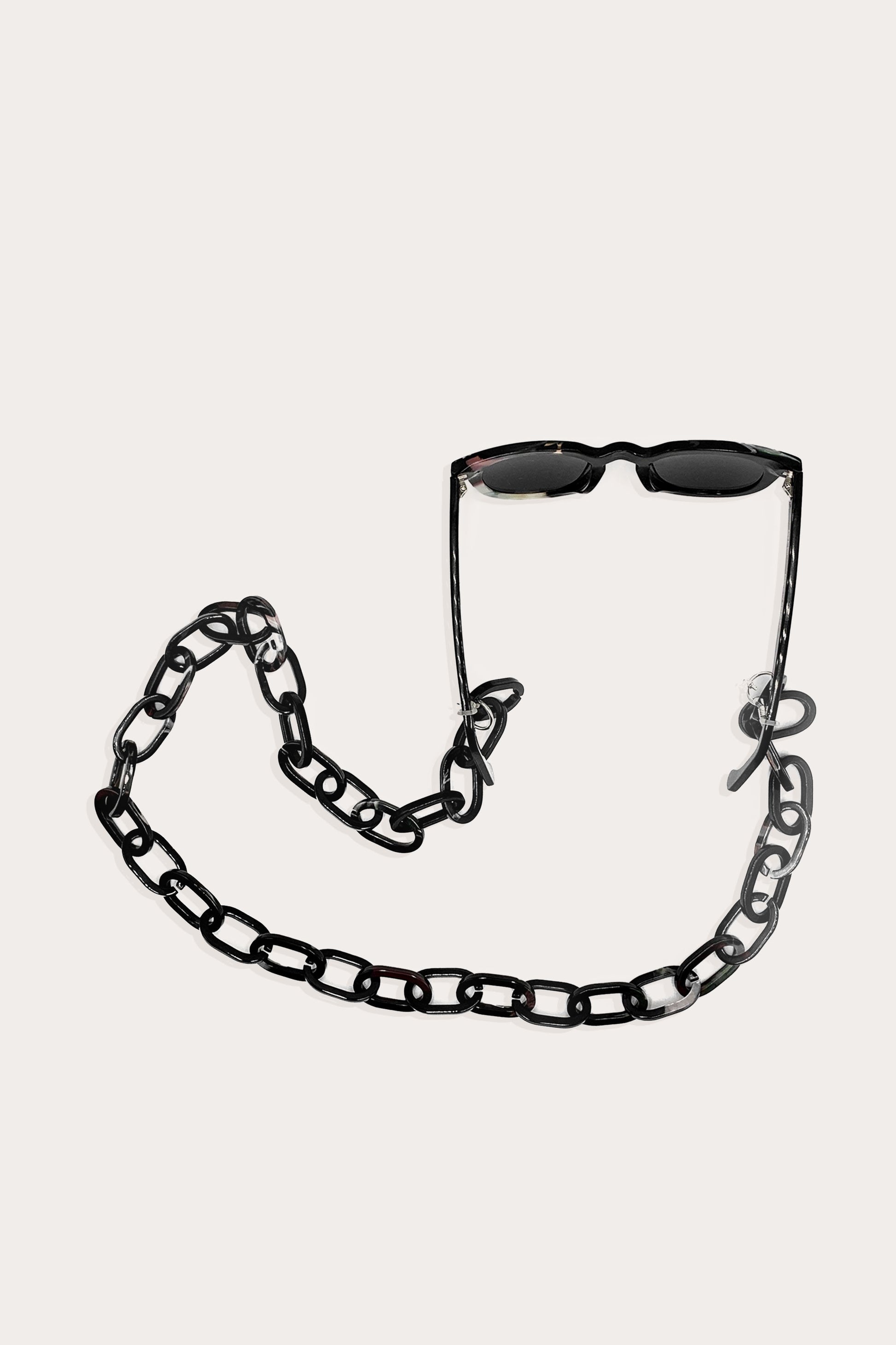 Sunglass Chain, larges black links, easily attaches to sunglasses, every other link is detachable 