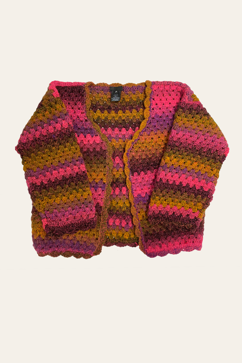 Ombre Hand Crochet Cardigan by Konry K<br>Raspberry - Anna Sui