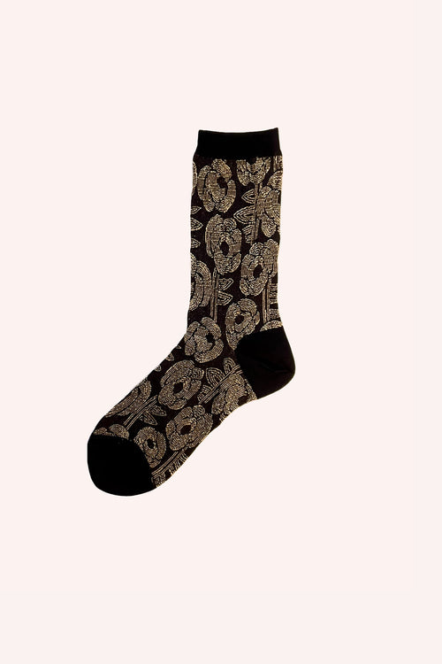 Ribbed Roses Sock <br> Black Multi - Anna Sui